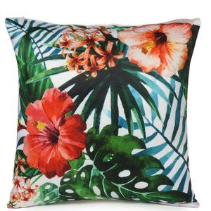 Home Decorative Cushion Cover Floral Cotton Throw Pillow Case Invisible Zipper
